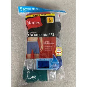 Hanes Mens Comfort Flex Waistband Soft Boxer Brief 5-Pack Multicolor Large NWT's